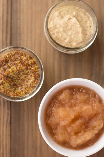 chunky apple sauce, mustard