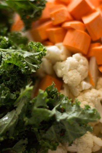 kale, cauliflower and sweet potato