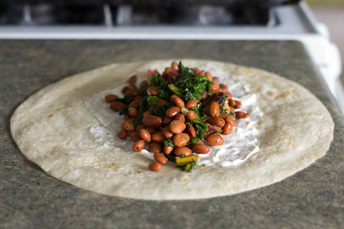 chard and pinto burritos