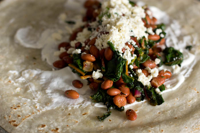 chard and pinto burritos