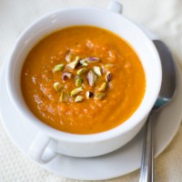 roasted carrot and pistachio soup