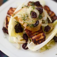 endive pear halloumi salad