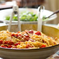 pasta with pancetta, tomatoes and mint