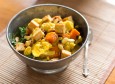 coconut curried vegetables with tofu and forbidden rice