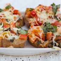 tomato, mozzarella and basil bruschetta